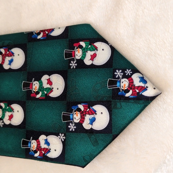 Snowman Winter/Christmas Silk Tie Yule Tie Greetings - Picture 2 of 5